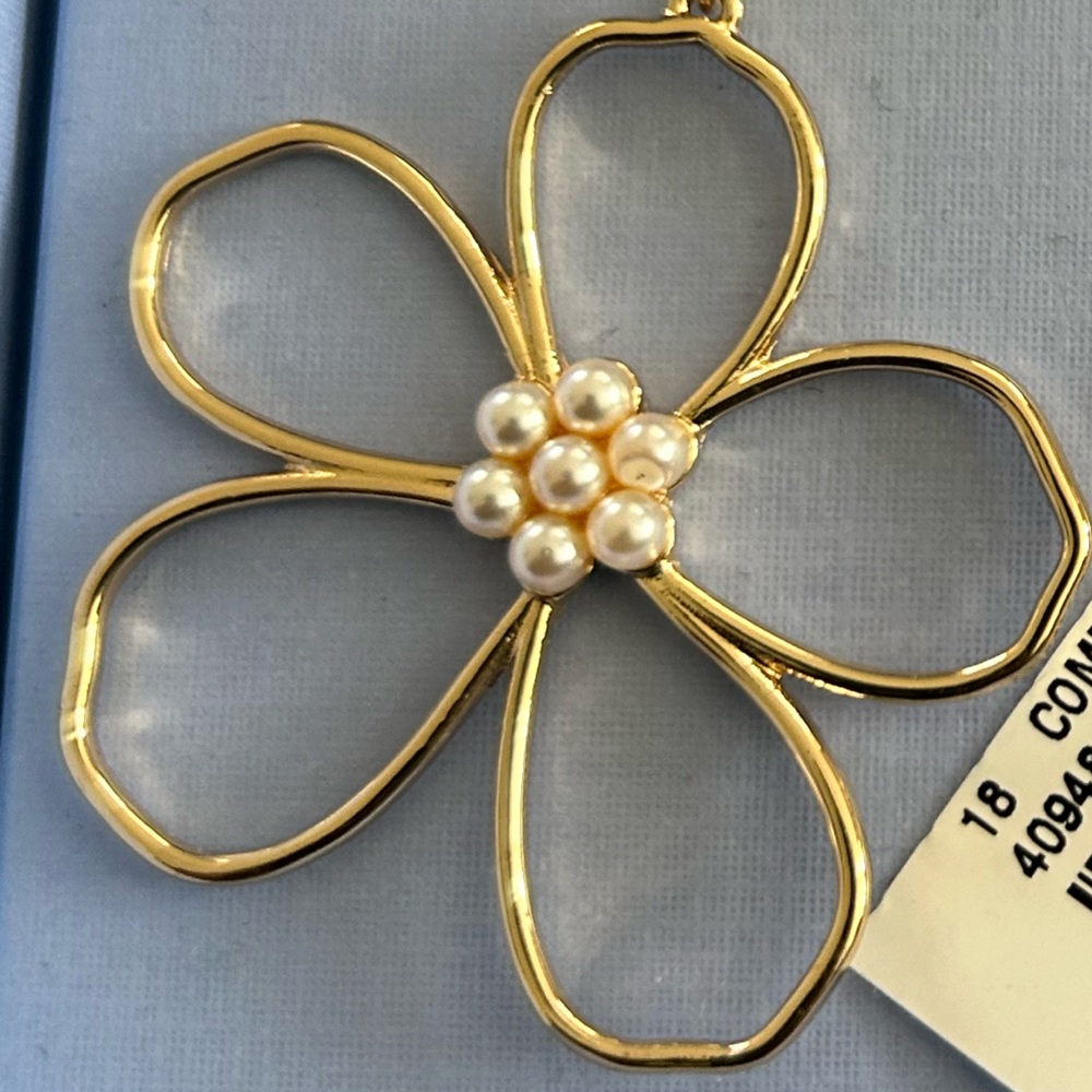 NWT Pink Linen Flower Earrings - Picture 2 of 3